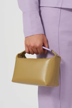 EÉRAKhaki Leather Top Handle Mini Moon Bag