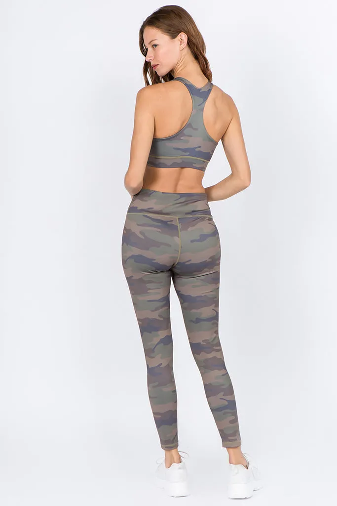 Fade into Camo Active Sports Bra and Leggings Set