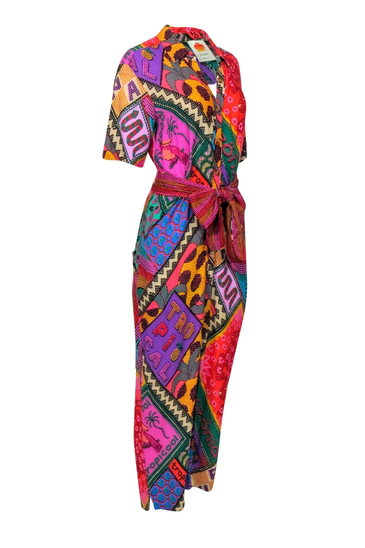 Farm - Red & Multi-Colored 'Dotted Patch Scarf' Jumpsuit Sz XS