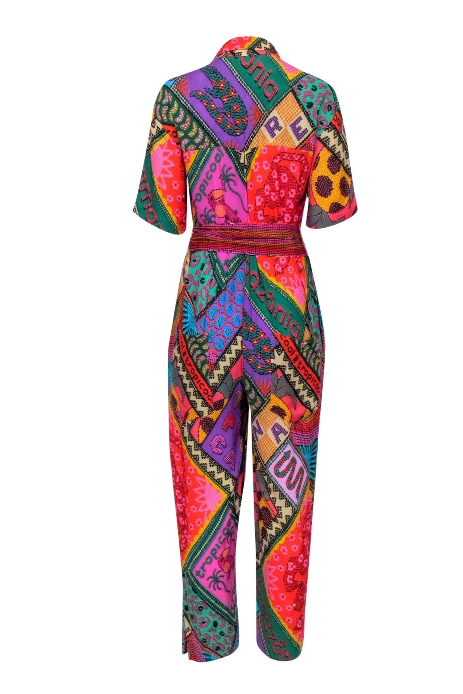 Farm - Red & Multi-Colored 'Dotted Patch Scarf' Jumpsuit Sz XS