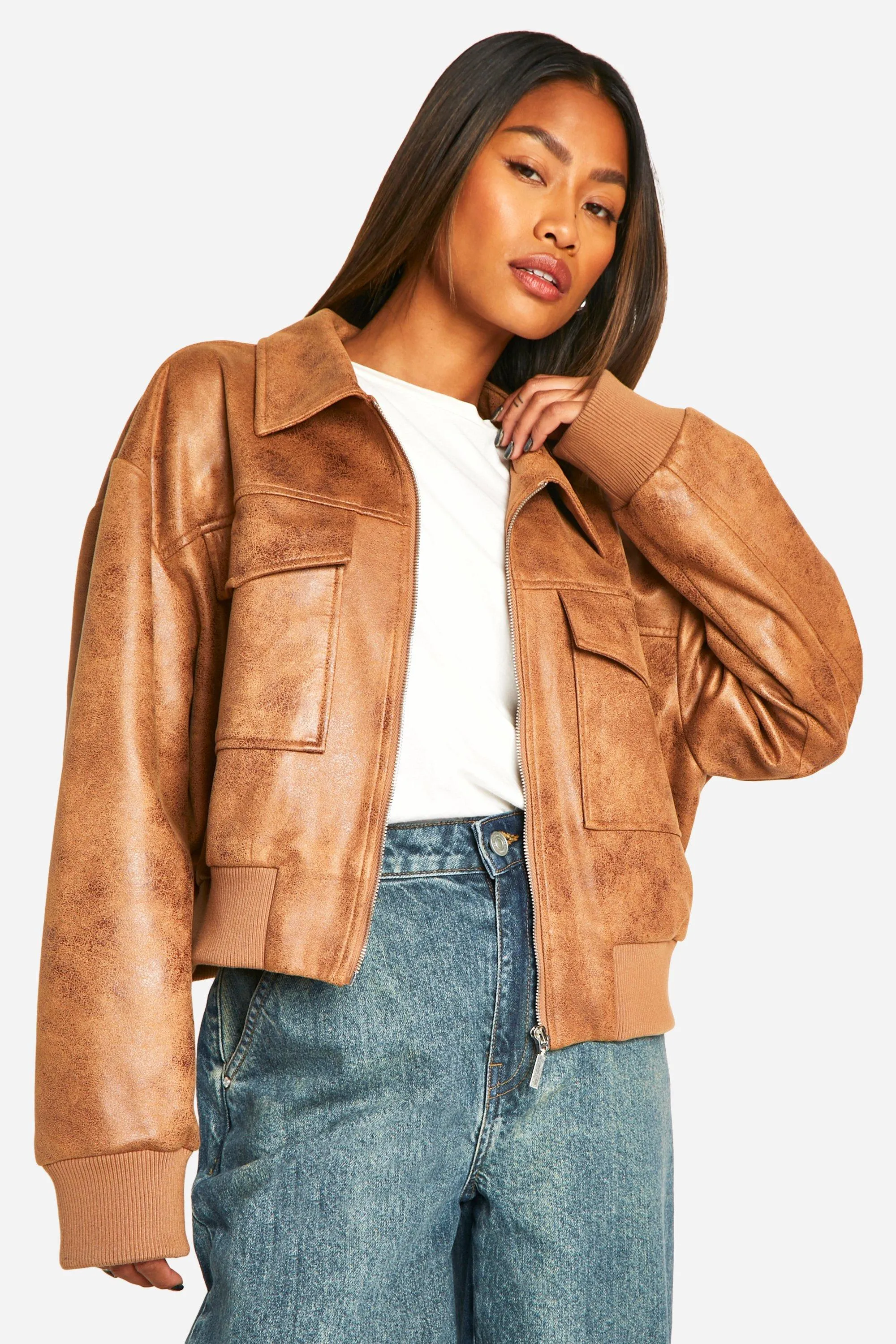 Faux Suede Bomber Jacket
