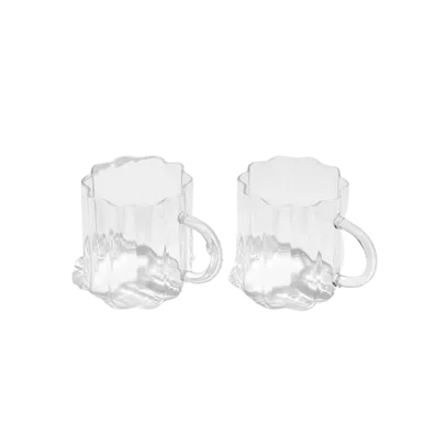 Fazeek Wave Mug Set of 2, Clear
