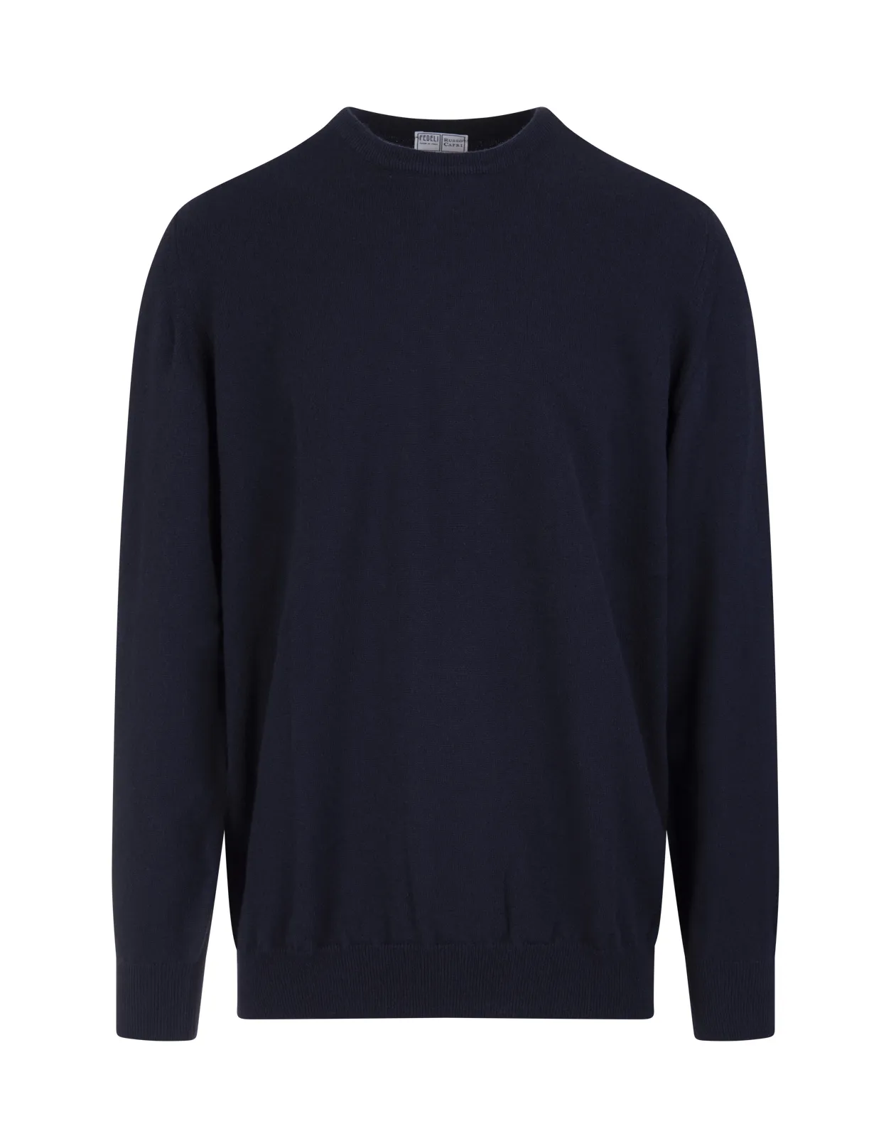 FEDELI Dark Blue Cashmere Round-Neck Pullover