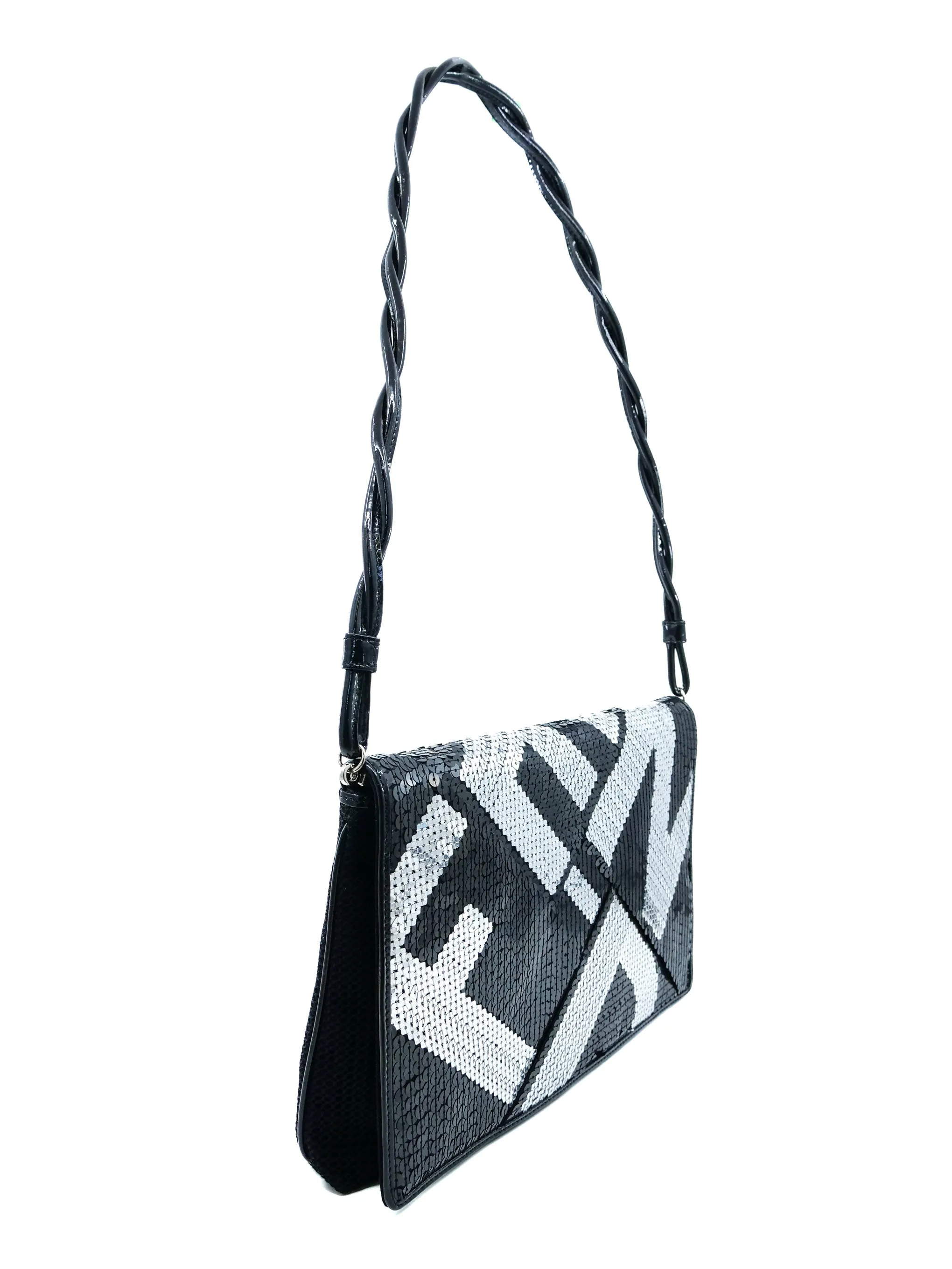 Fendi Sequin Logo Crossword Clutch
