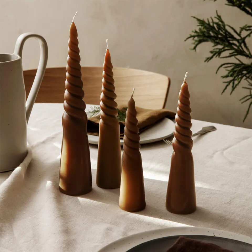 Ferm Living Twisted Candles - Set of 4 - Amber | Coggles