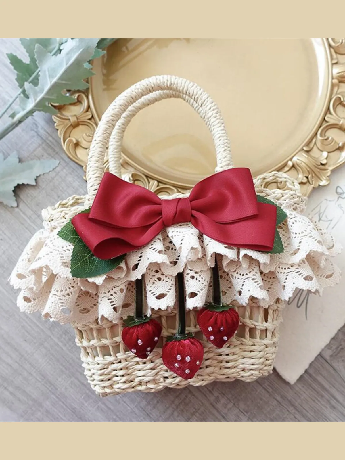 Fields Of Joy Red Ribbon Basket Tote