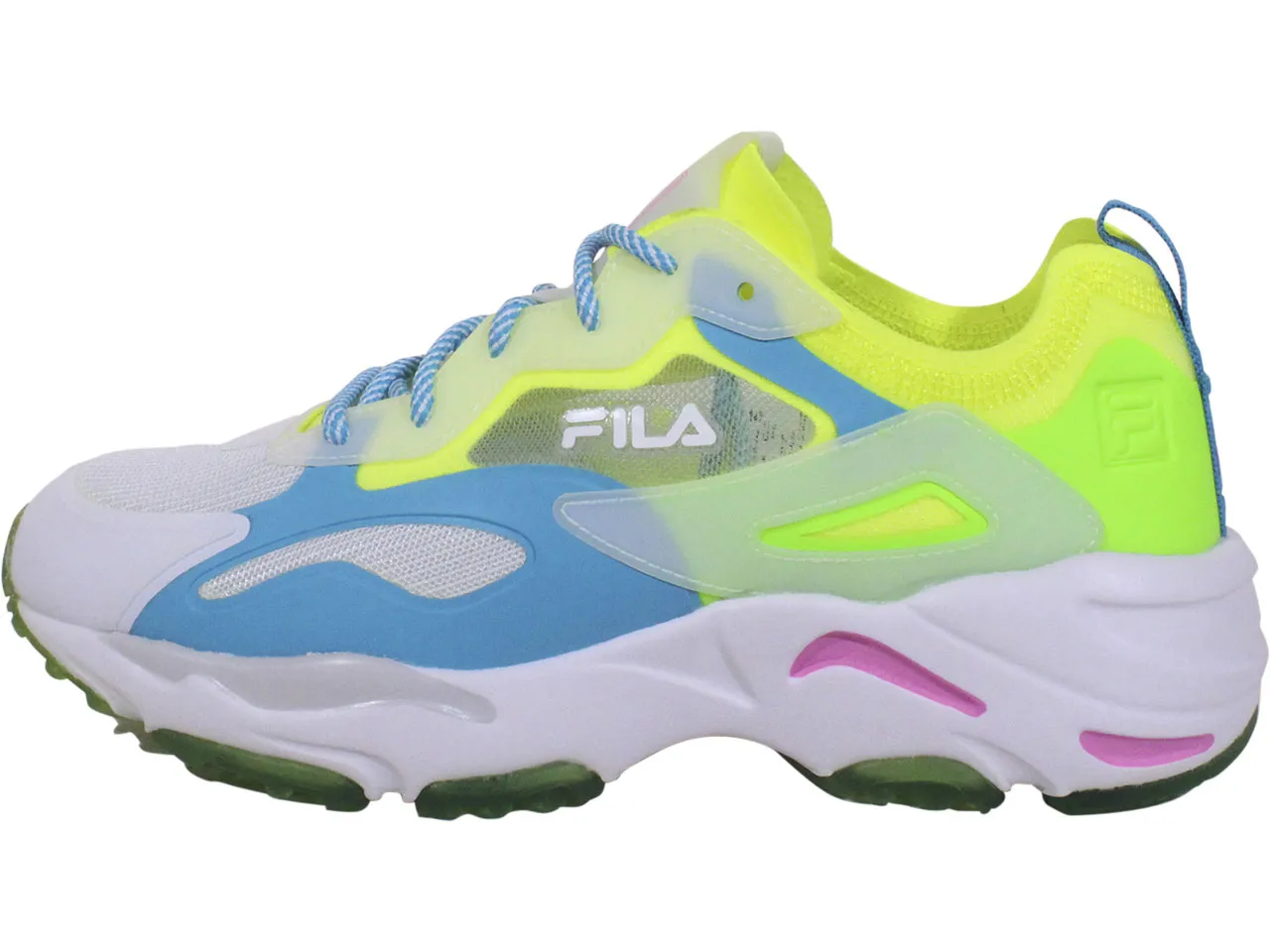 Fila Women's Ray Tracer Lite Sneakers Safety Yellow/Green Gecko/Blue Sz: 10