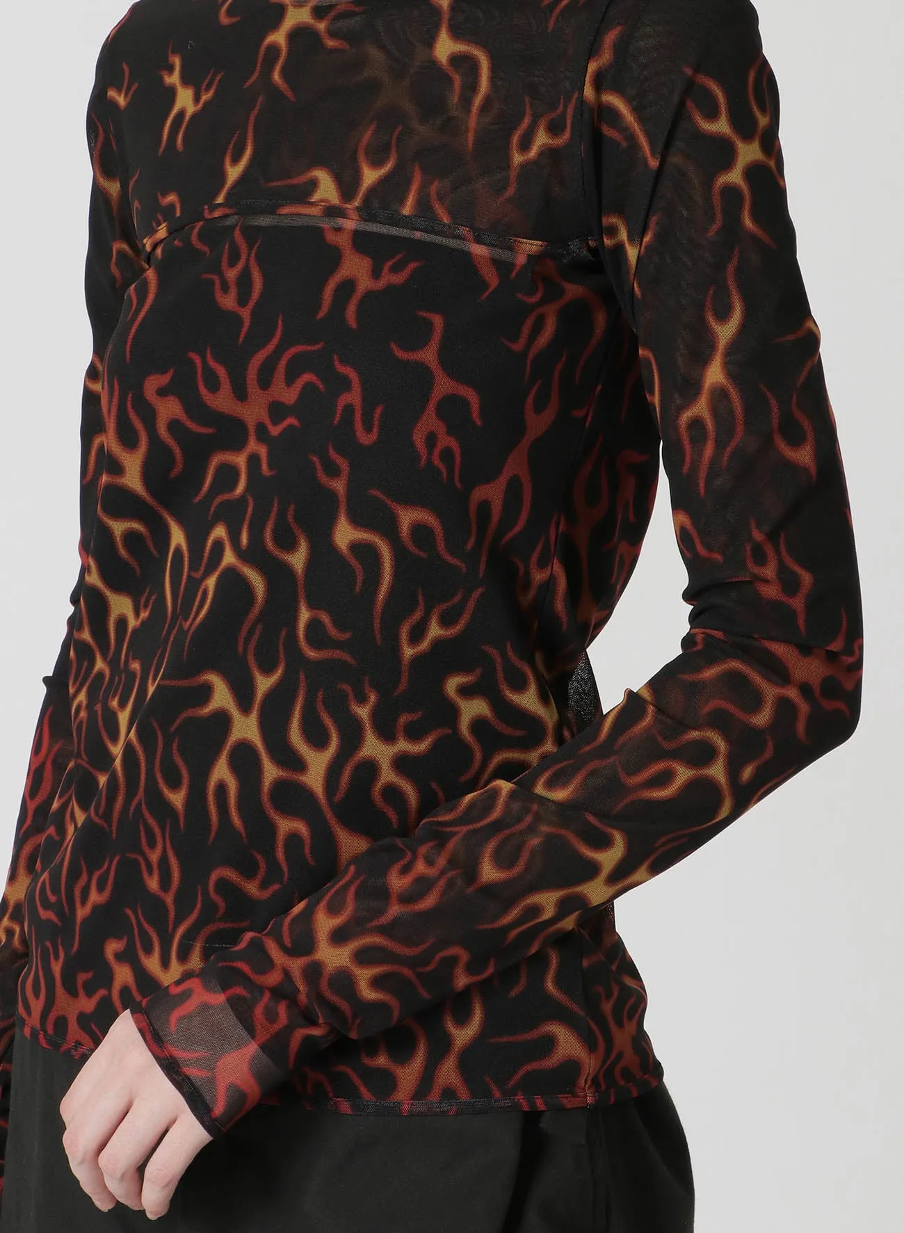 FIRE PRINT EXTREME CROP TOP WITH MOCK TURTLENECK