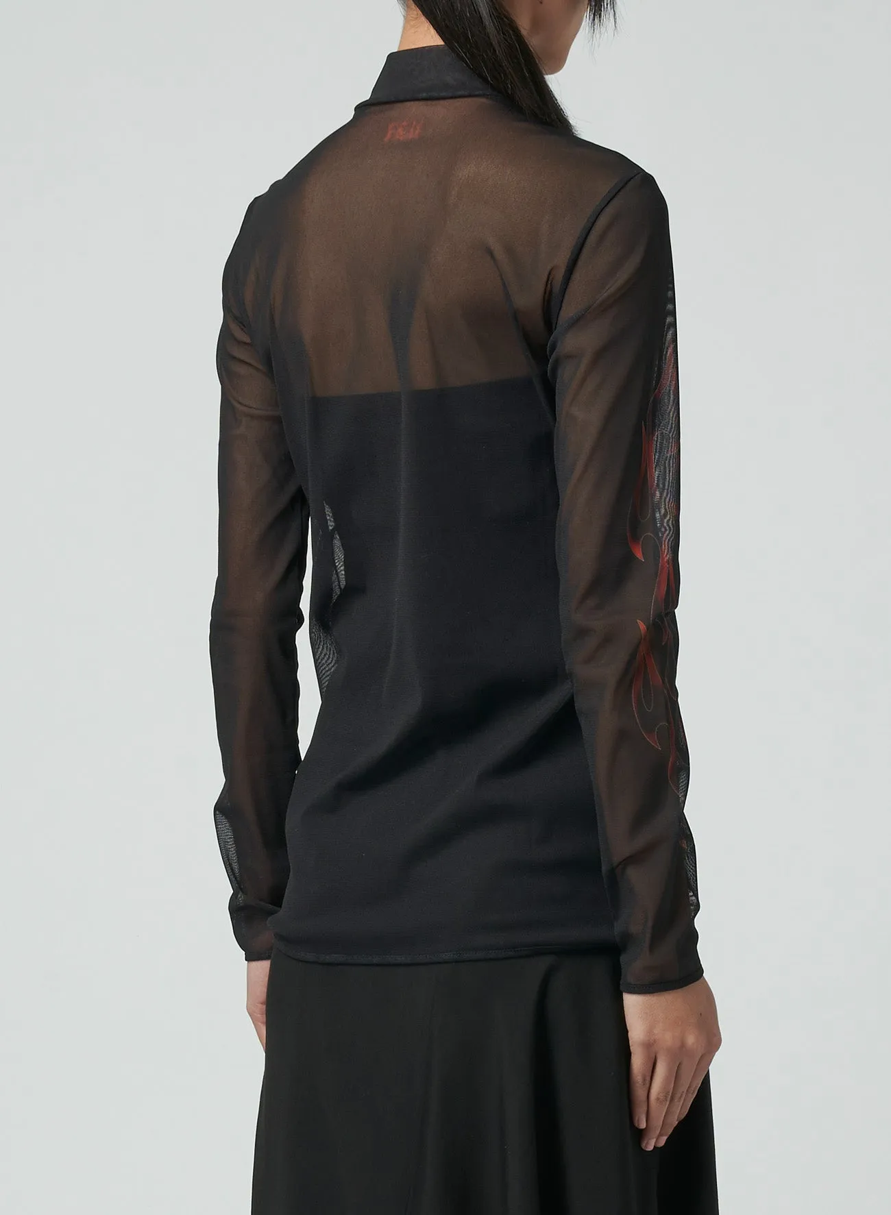 FIRE PRINT TOP WITH MOCK TURTLENECK
