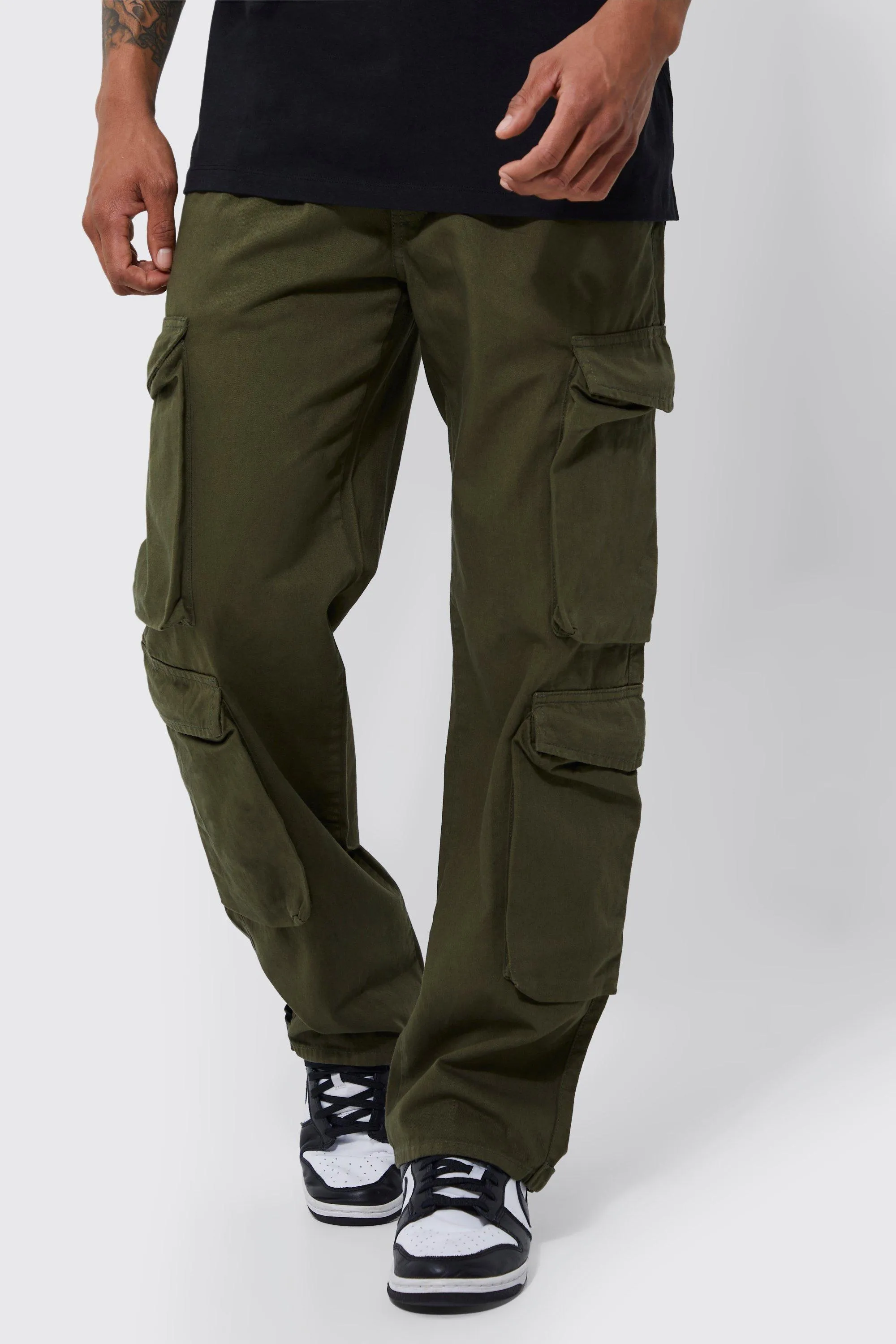 Fixed Waist Relaxed Peached Twill 3d Cargo Pants