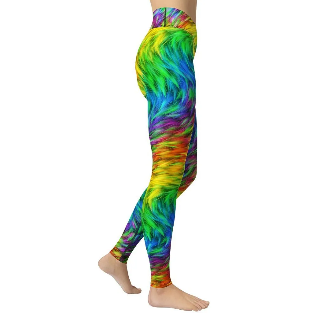 Fluffy Rainbow Yoga Leggings