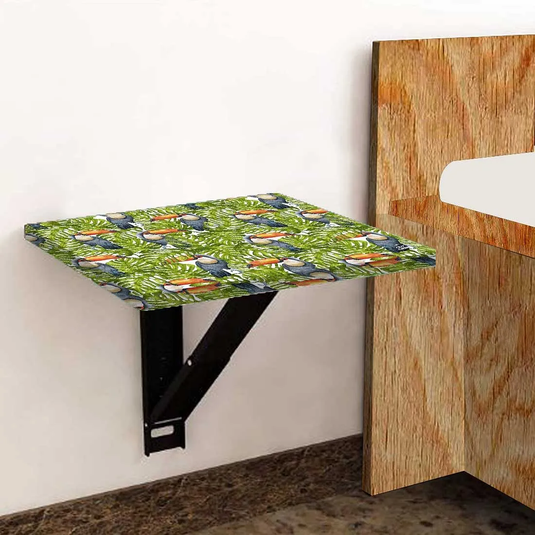 Folding Mounted Side Table For Bedroom- Birds