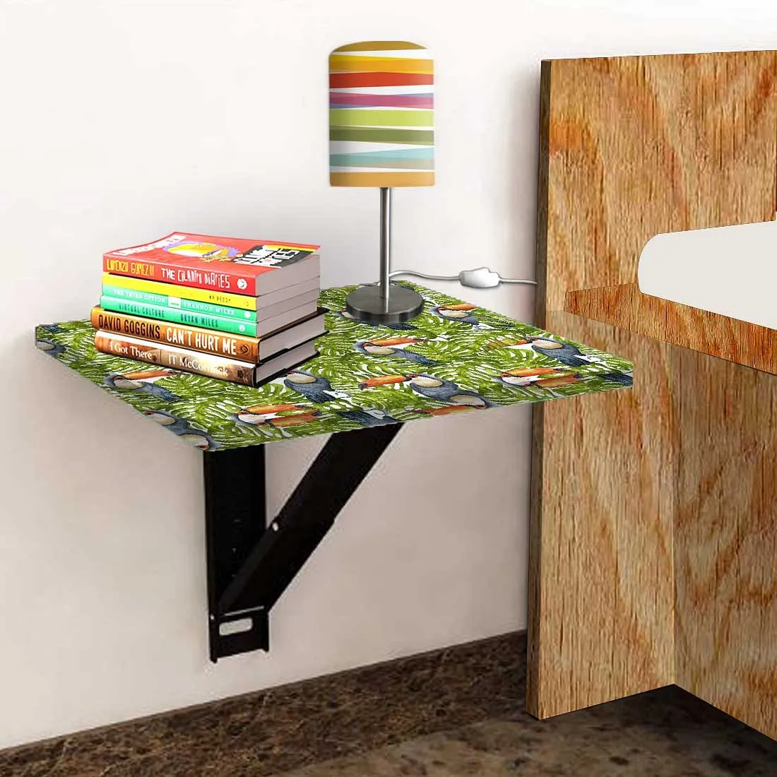 Folding Mounted Side Table For Bedroom- Birds