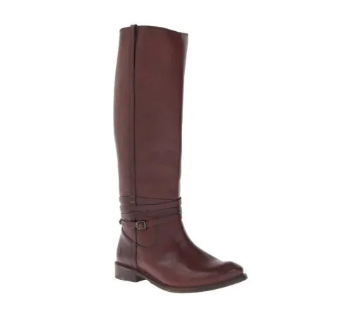 FRYE Women's Shirley Riding Plate Boot Chocolate Smooth Full Grain Leather 5.5