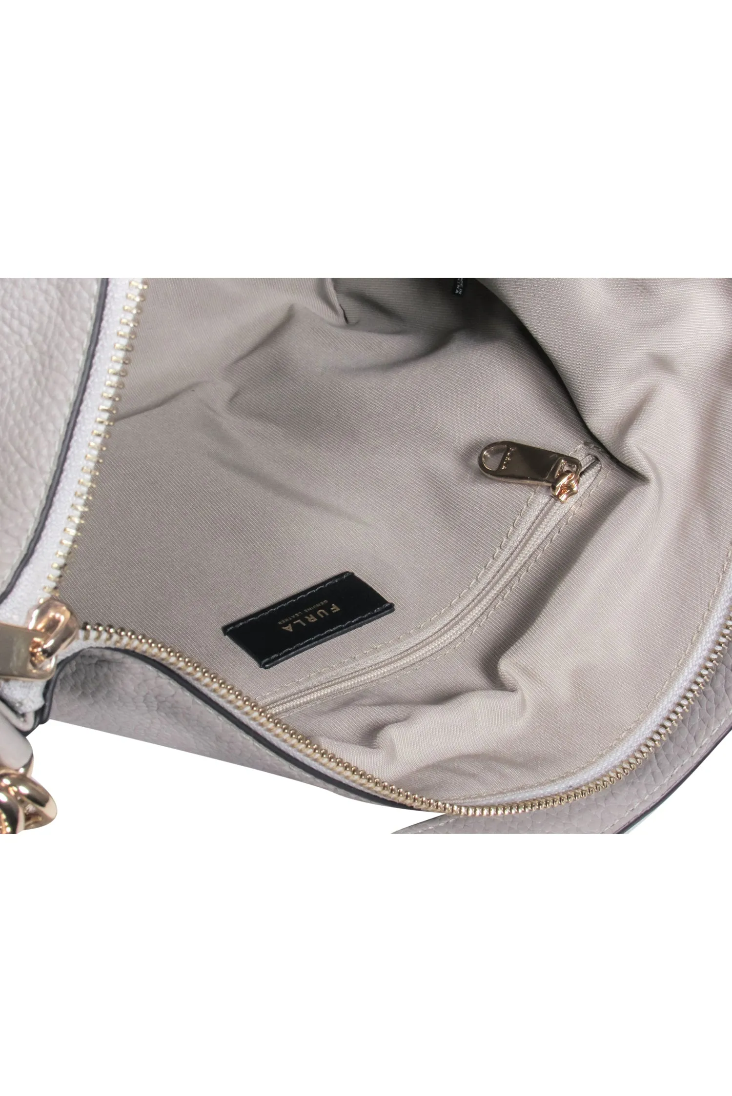 Furla - Light Grey Pebbled Leather Shoulder Bag