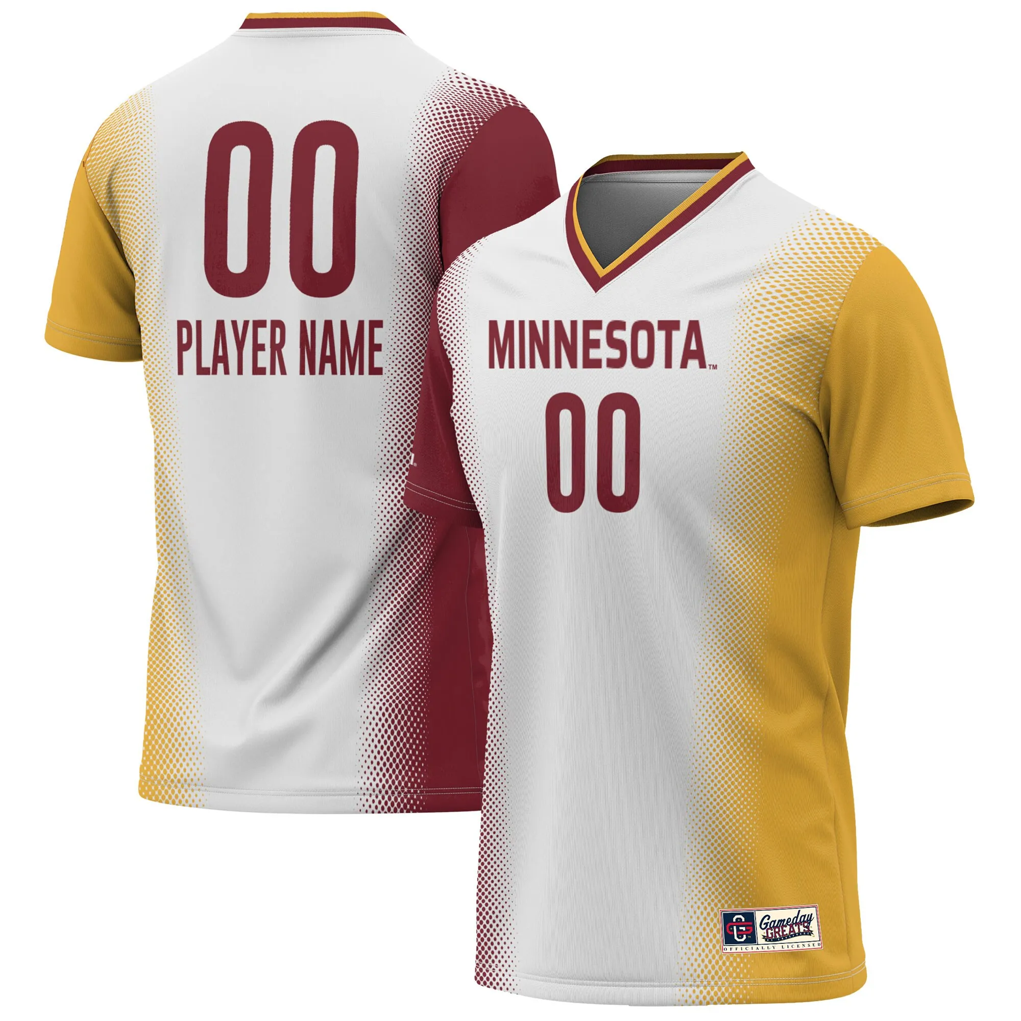 GameDay Greats  Minnesota Golden Gophers Unisex White Pick-A-Player NIL Lightweight Soccer Jersey