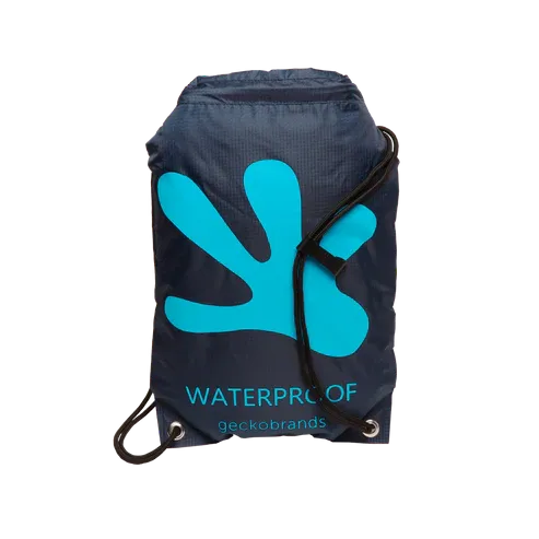 Geckobrands Waterproof Drawstring Backpack - Navy/Neon Blue