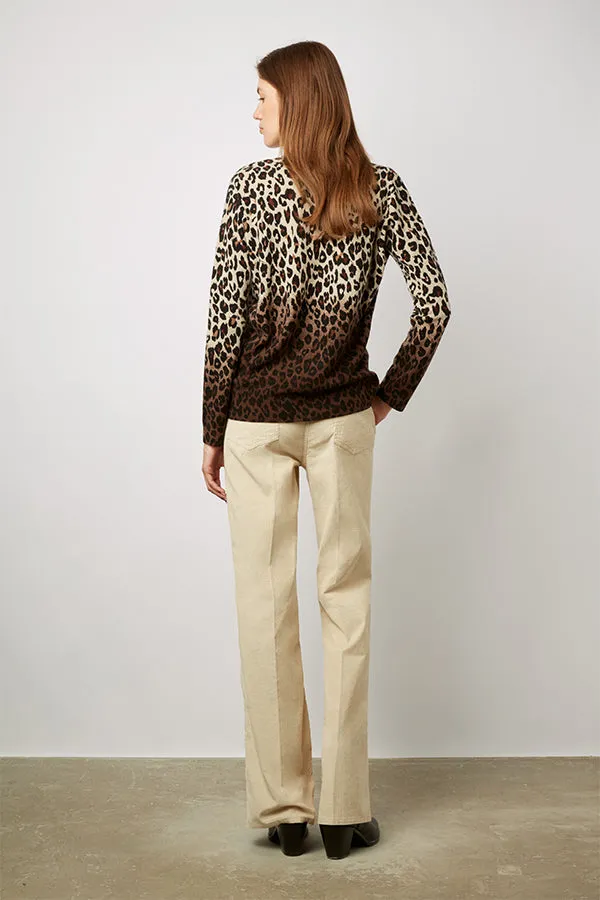 Gerard Darel LAVINIA GRADIENT LEOPARD PRINT WOOL SWEATER