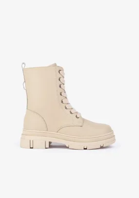 Girl's Beige Basic Ankle Boots