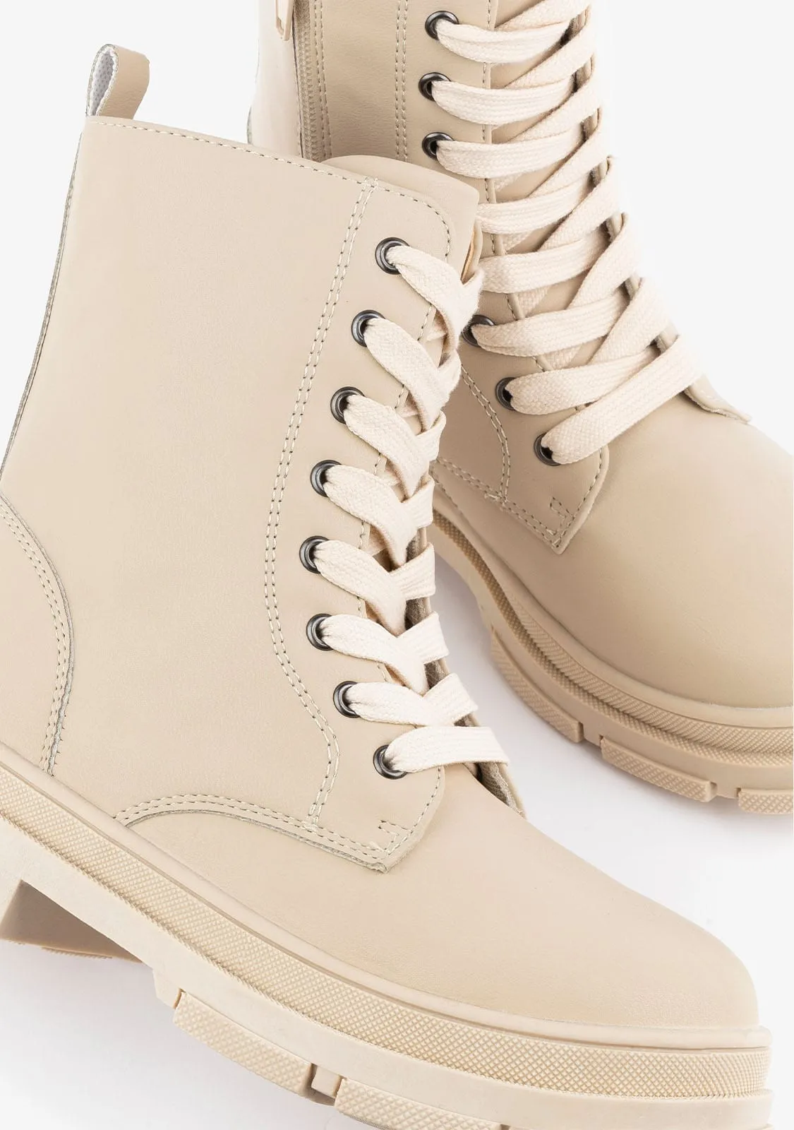 Girl's Beige Basic Ankle Boots