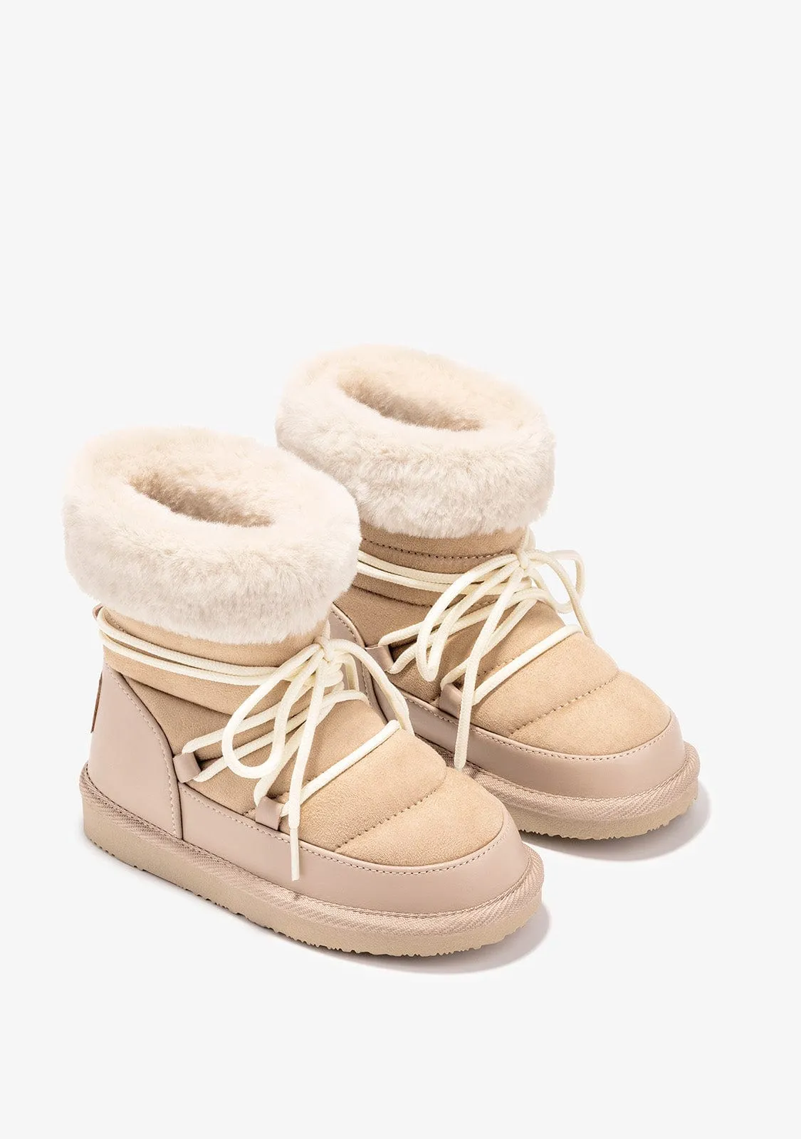 Girl's Beige Cord Australian Boots B&W