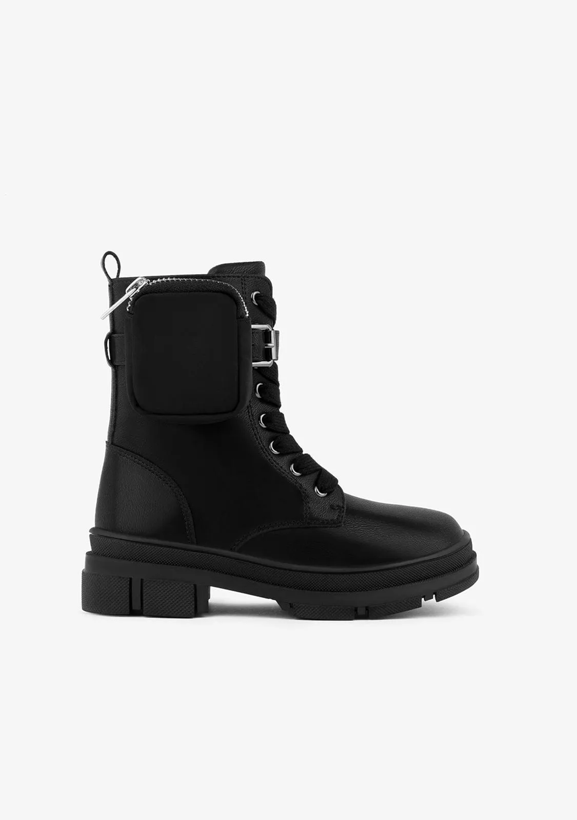 Girl's Black Ankle Boots With Pocket