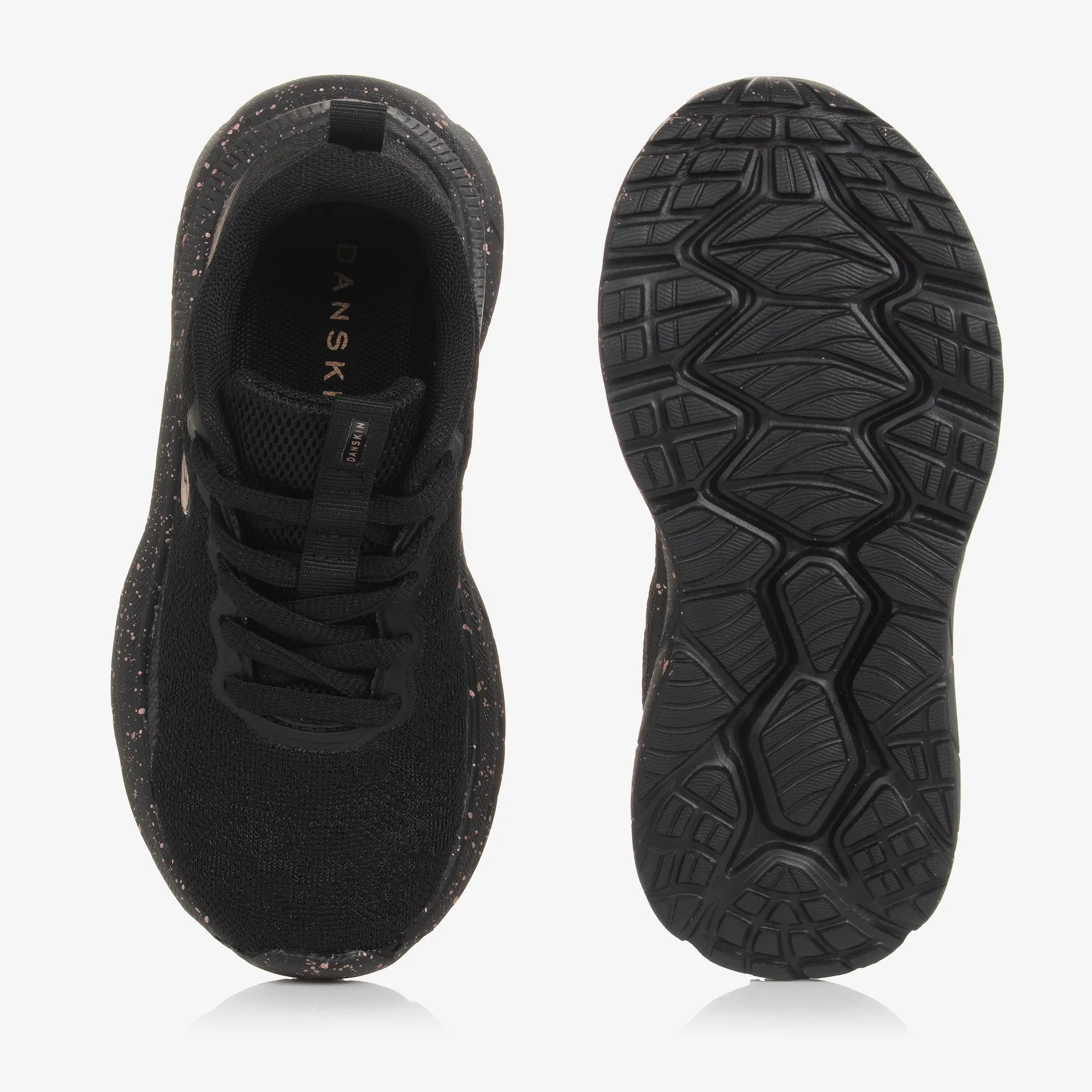 Girls Black Mesh Lace-Up Trainers
