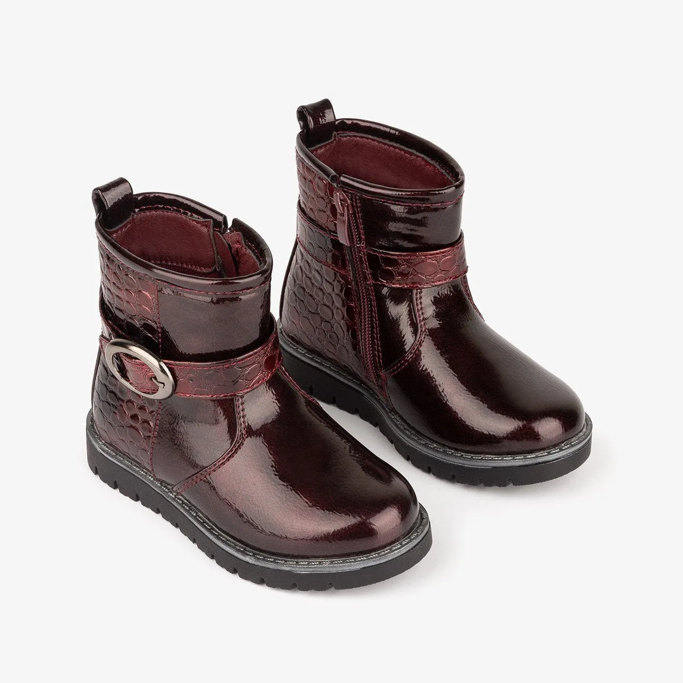 Girl's Bourdeaux Coco Patent Leather Boots