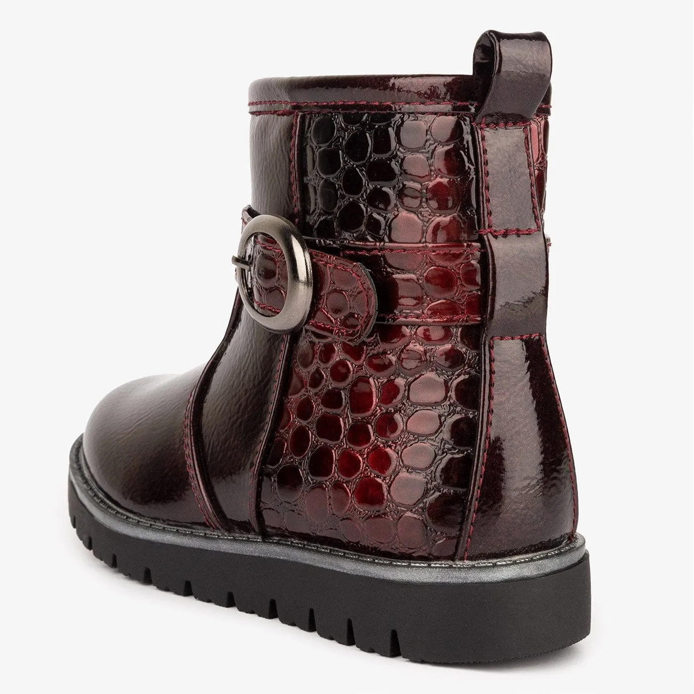 Girl's Bourdeaux Coco Patent Leather Boots