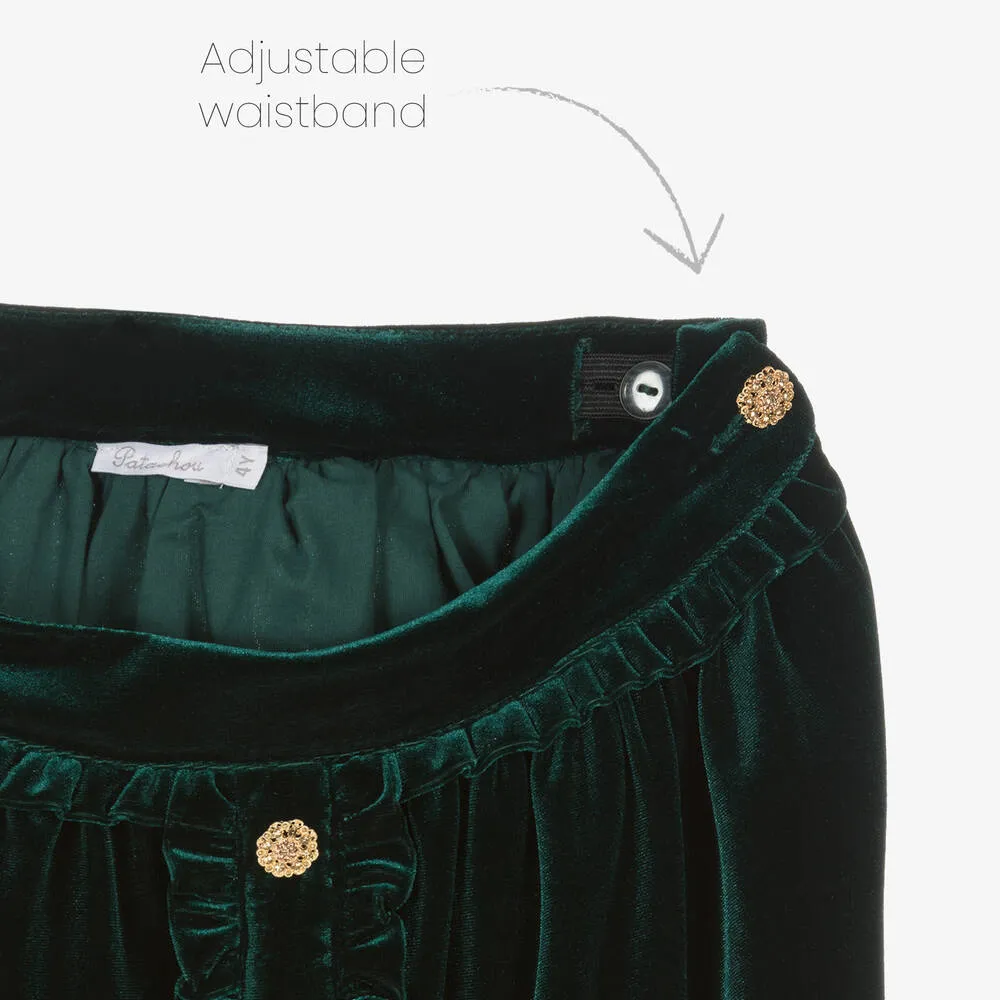 Girls Green Velour Skirt