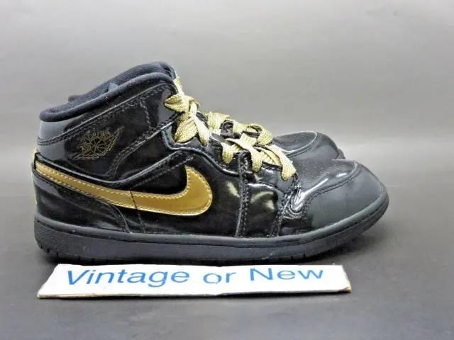 Girls Nike Air Jordan I 1 Phat Black Metallic Gold PS 20...