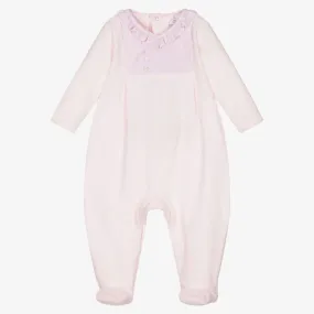 Girls Pink Velour Babygrow