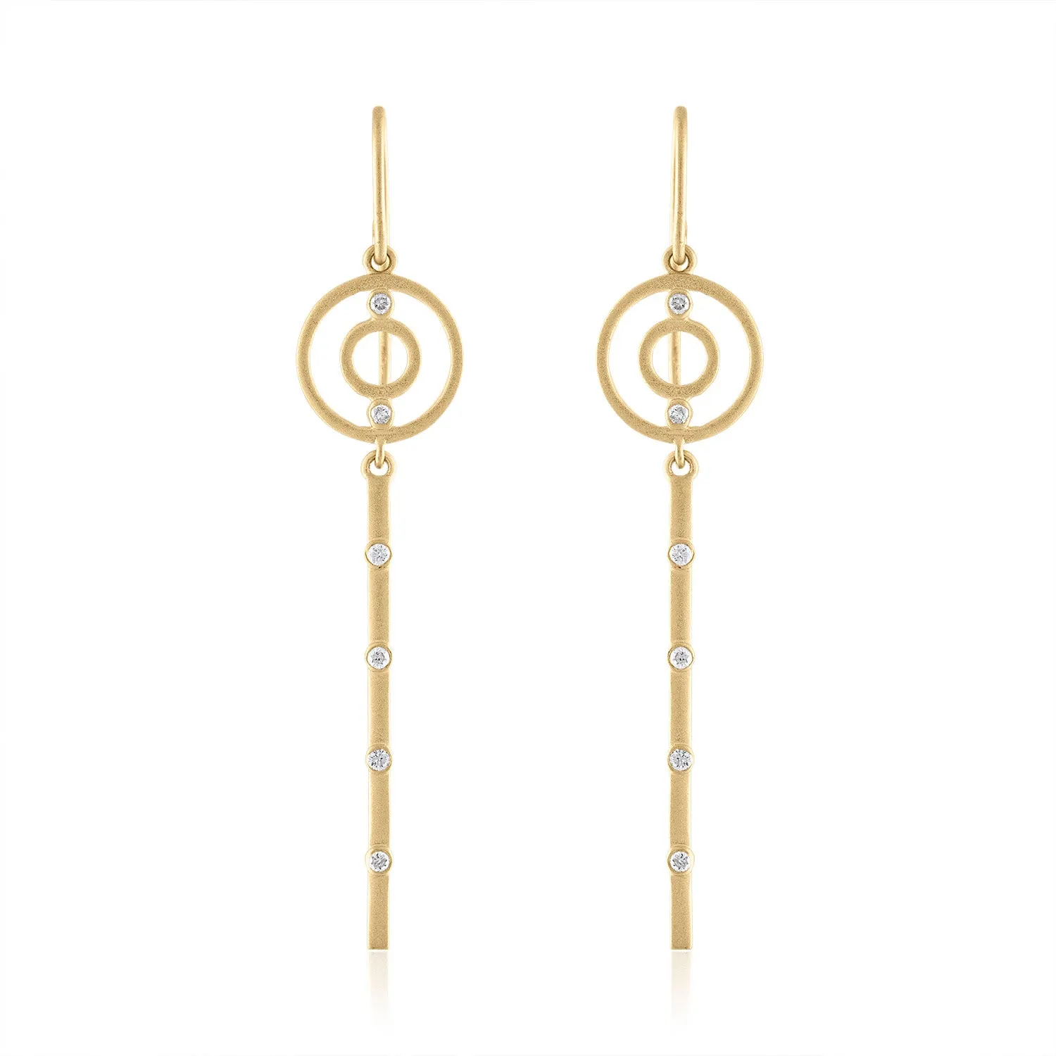Gold and Diamond Linear Earrings