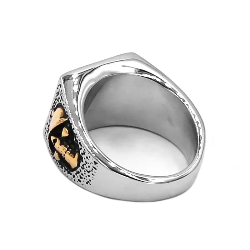 Gold Double Baseball Skull Ring