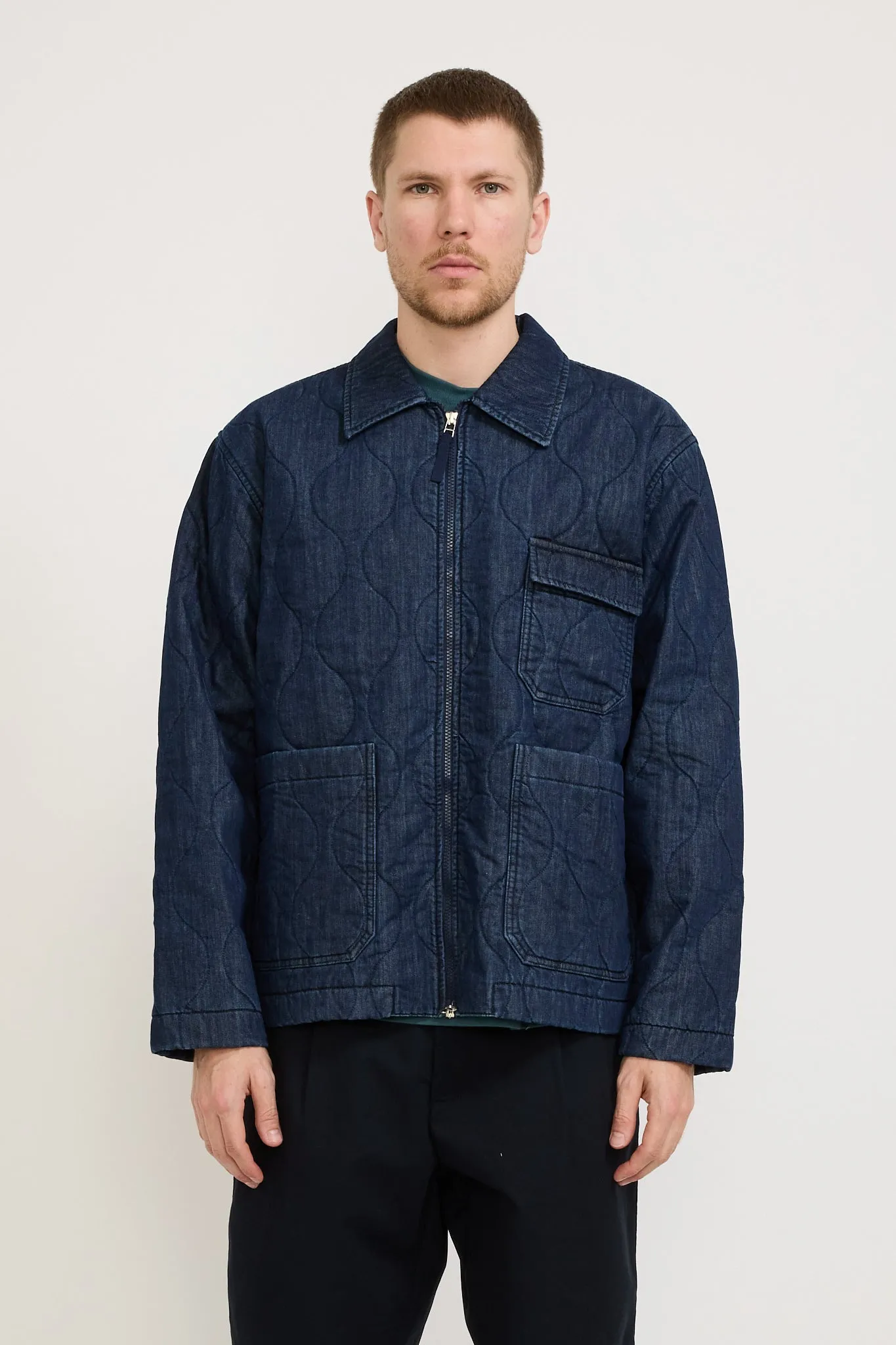 Gower Jacket Quilt Denim Indigo
