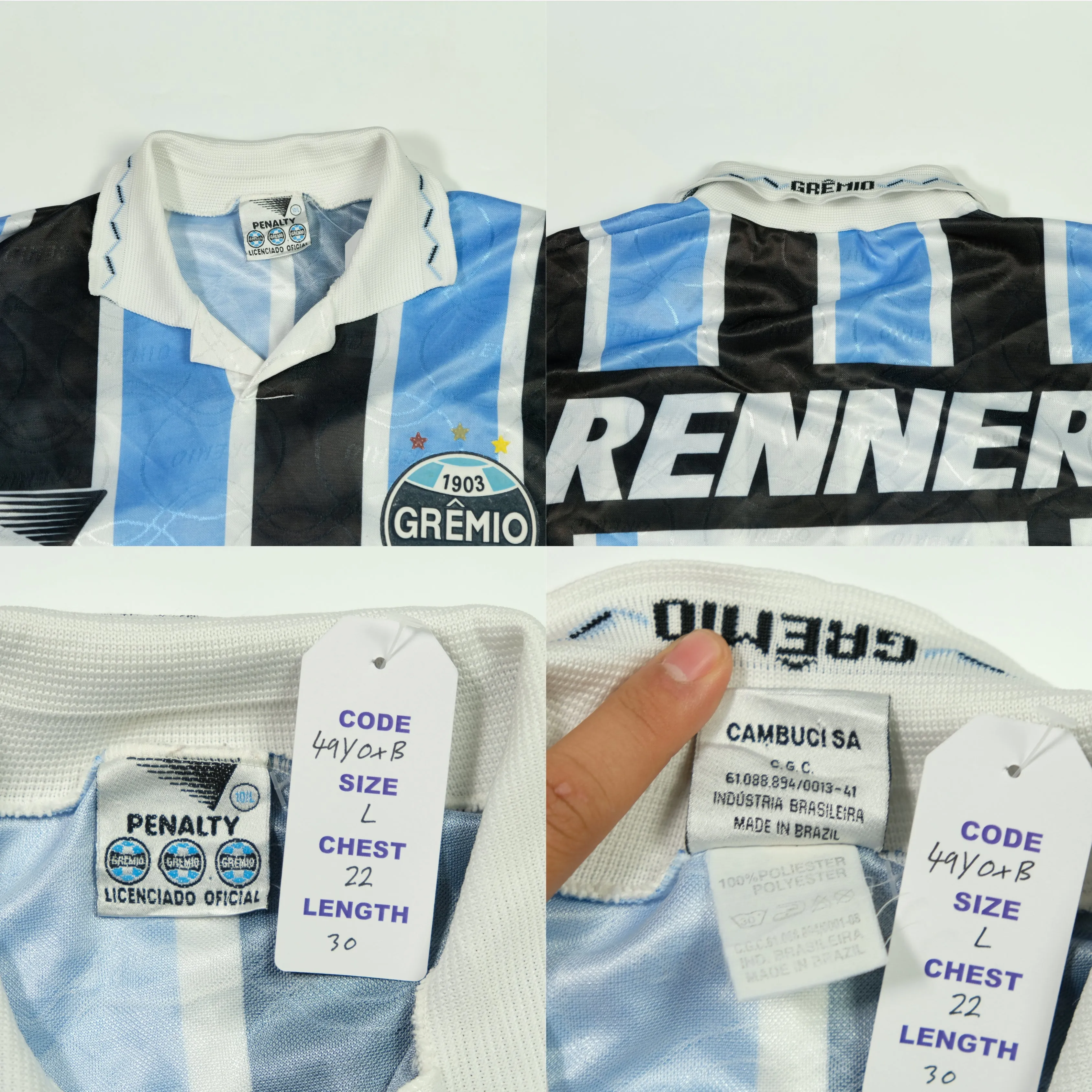 Gremio Original Penalty 1995/1996 Home Vintage Football Shirt Large