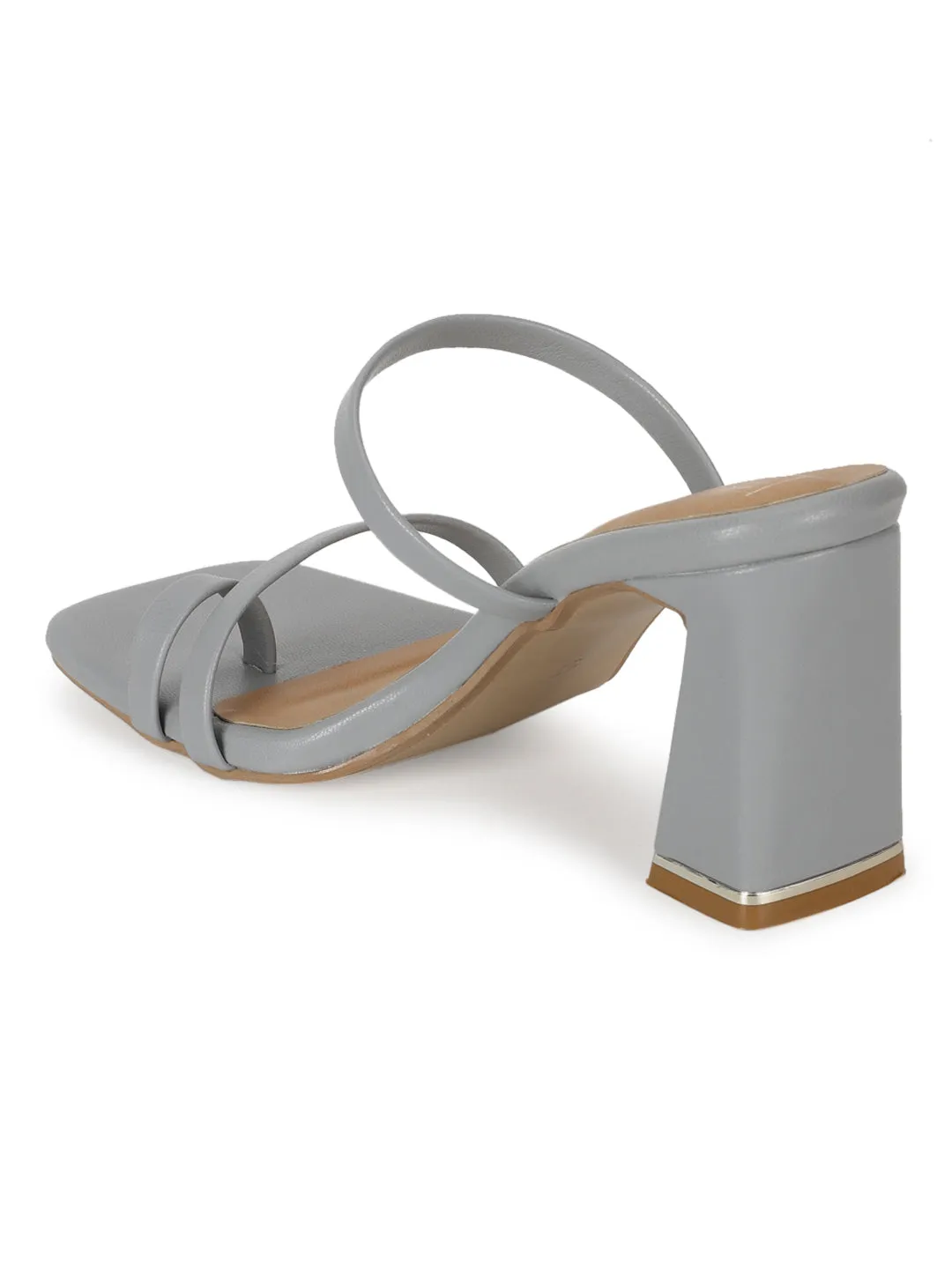 Grey PU Strappy Curved Block Heel Mules (TC-SLC-A6-GRY)