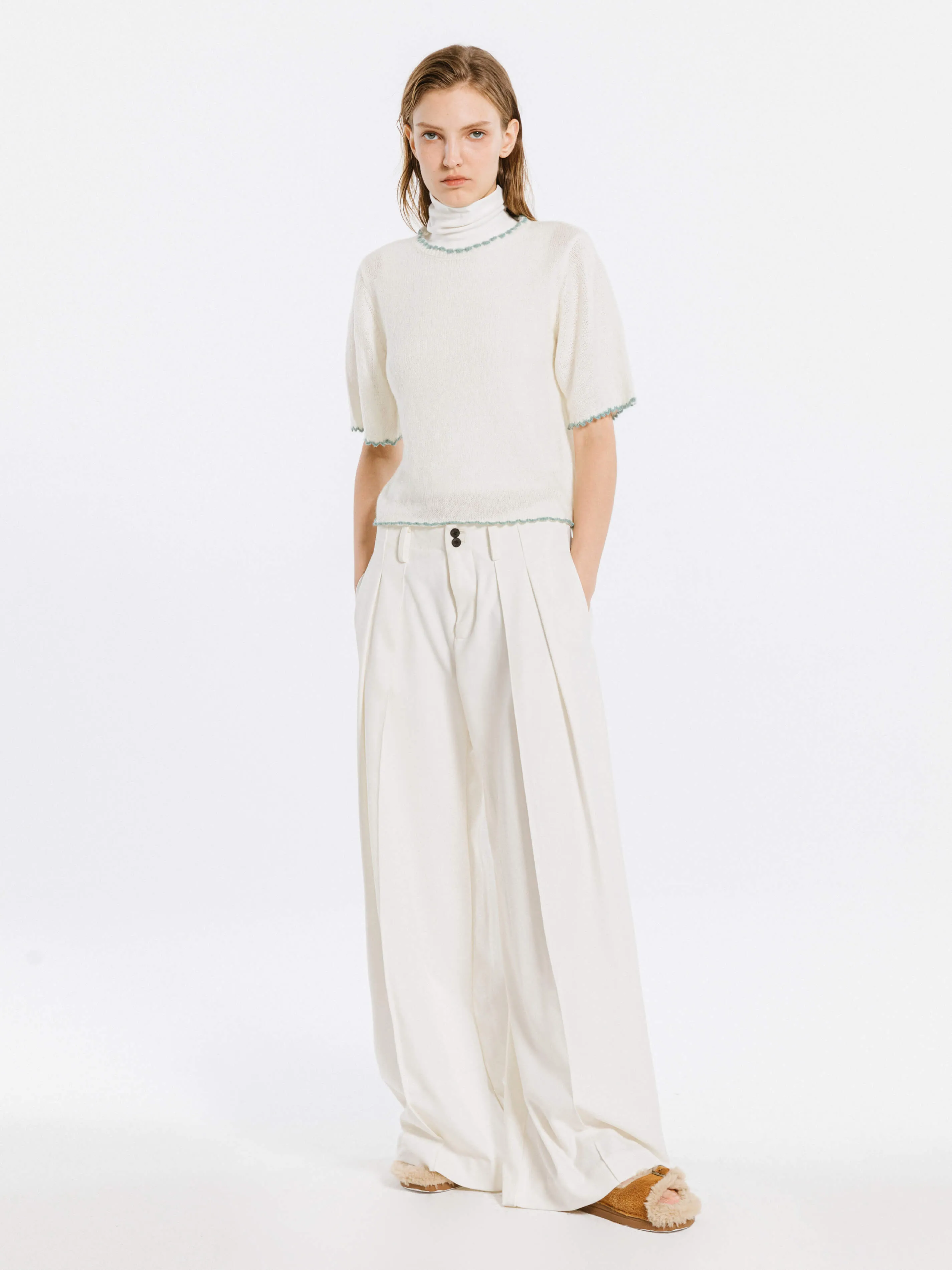 Half Sleeves Knitwear Jumper with Wool Blend
