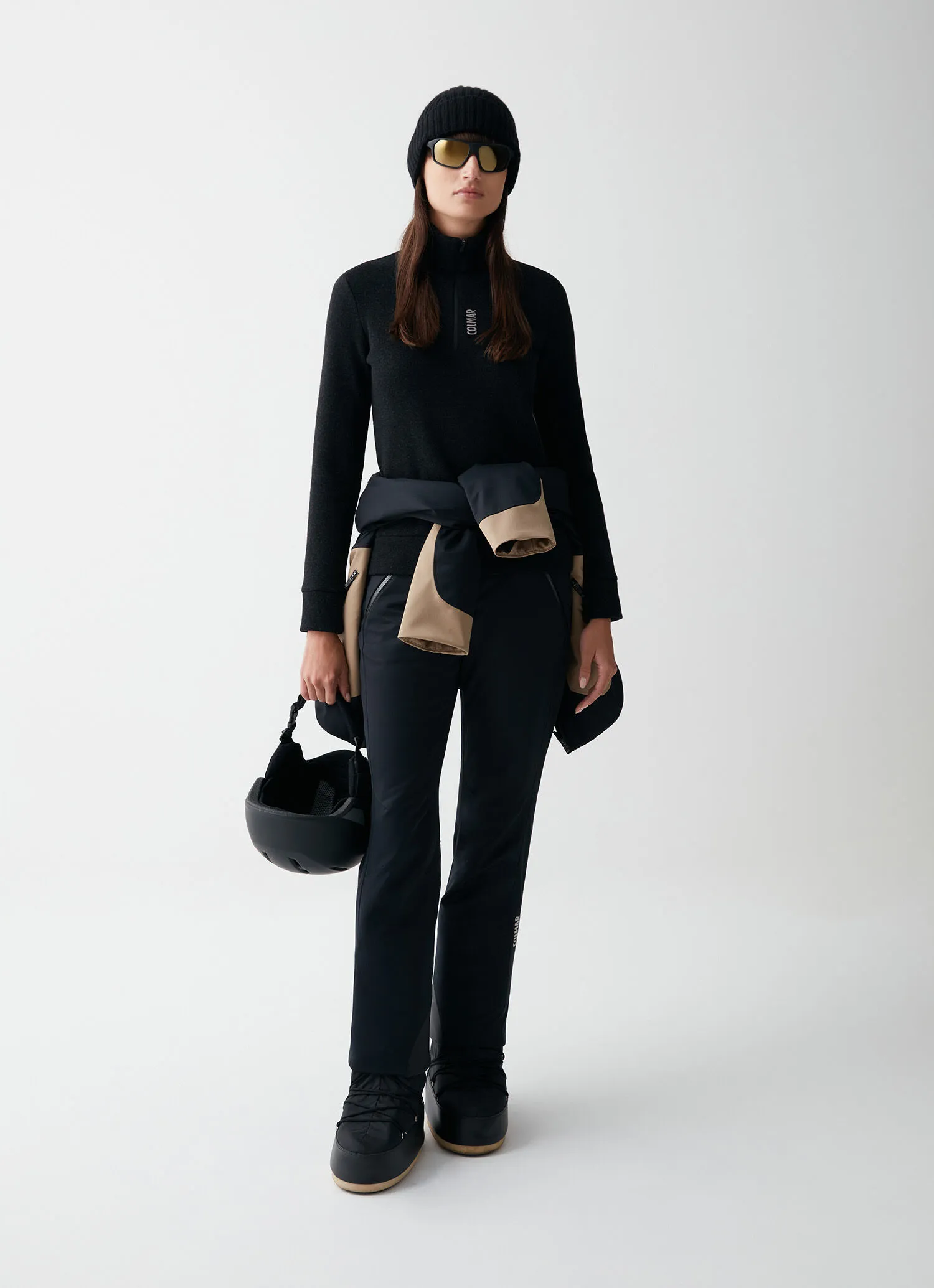 Half-zip ski fleece in a wool blend-
