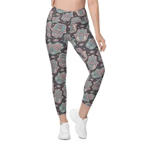 Hand Drawn Hamsa Crossover Leggings With Pockets