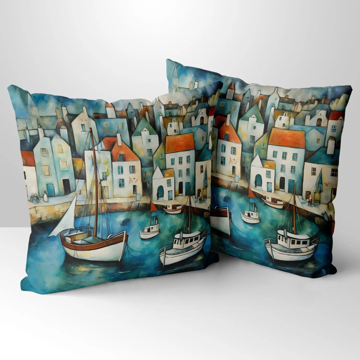 Harbour Hues Hand Made Poly Linen Cushions, Linen
