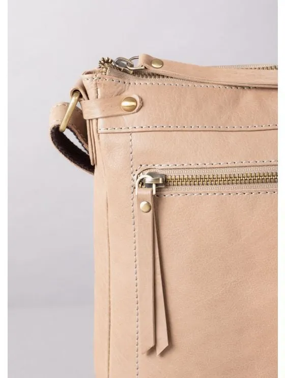 Harstone Large Leather Cross Body Bag in Taupe