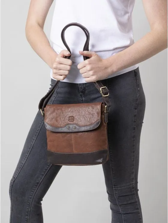 Hartsop Flapover Leather Cross Body Bag in Brown