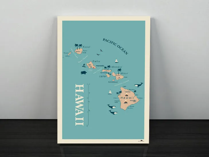 Hawaii Map 12 x 18 Poster