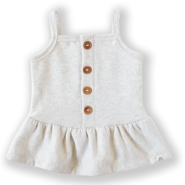 Heathered Cream Button Peplum Tank