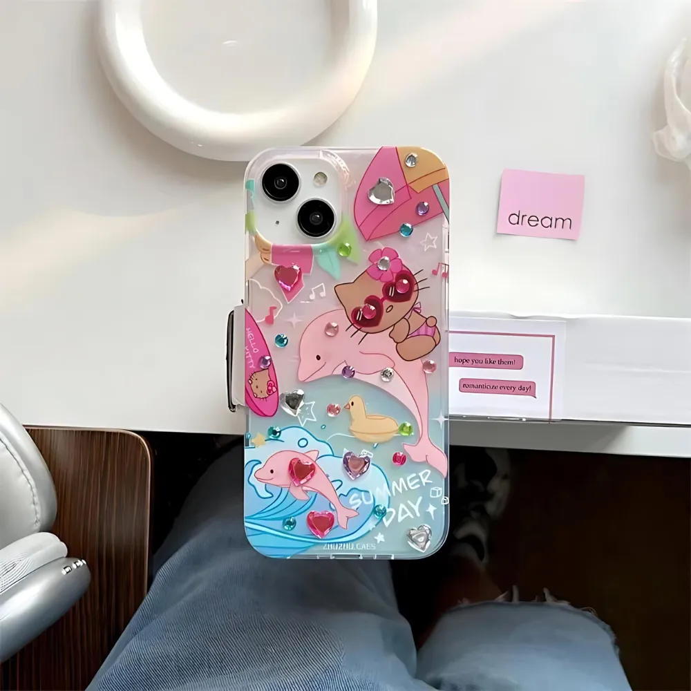 Hello Kitty & Pink Dolphin iPhone Case