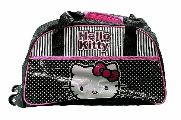 Hello Kitty Girl's Luggage Black Stripe & Dots Rolling Travel Bag