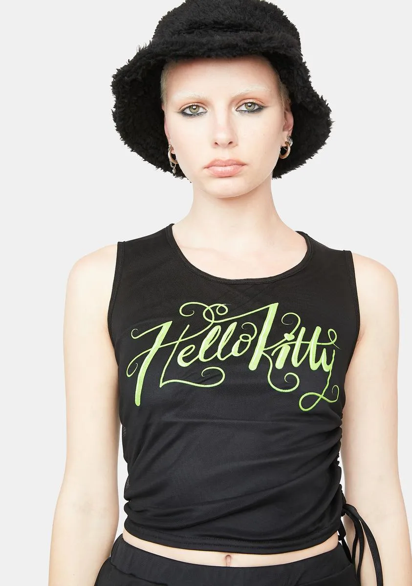 Hello Kitty Mesh Ruched Side Top-