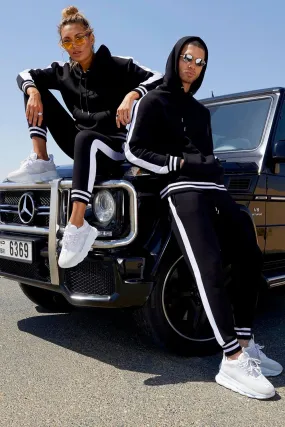 Her Side Panel Contrast Rib Hooded Tracksuit | boohooMAN UK