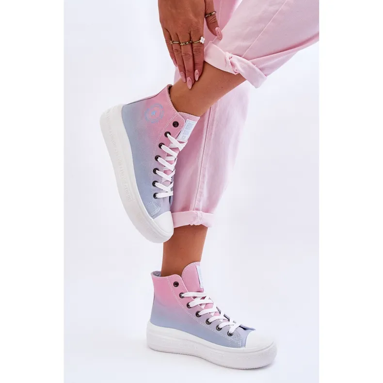 High Sneakers On The Platform Big Star LL274A191 Pink-Blue